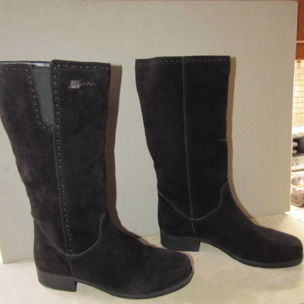 HENRI PIERRE Women's Black Suede Boots Size 10B